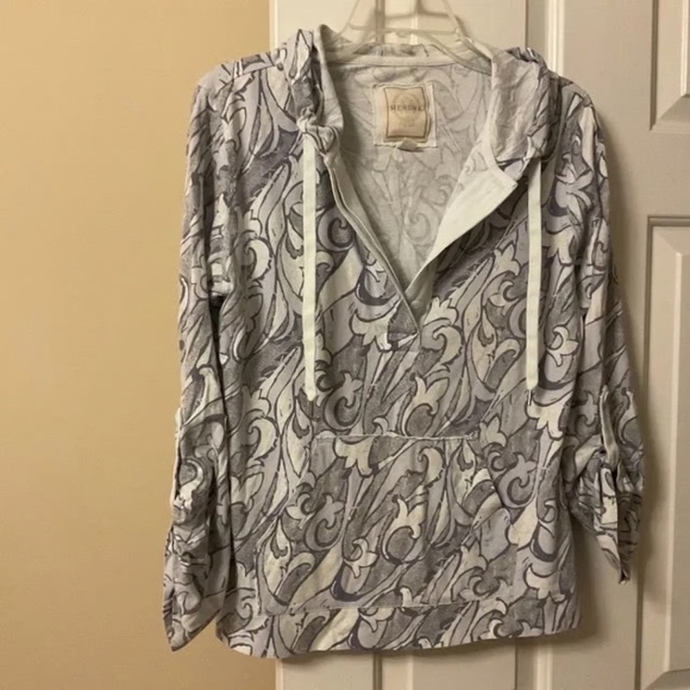 Ladies MERONA Long Sleeve Hooded Soft Cotton Pullover Shirt M